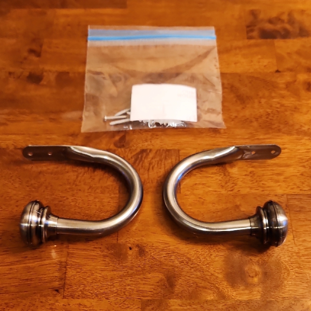 Pair of  Brushed Nickel Curtain Holdbacks